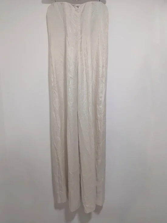 Zara | Strapless Lyocell Wide Leg Romper In Champagne - Picture 3 of 14